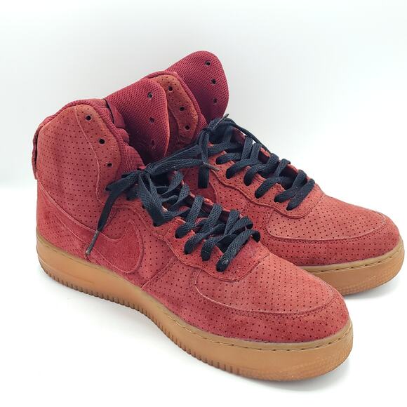 Nike Air Force 1 HI Suede Team Red Suede Gum Rare 749266-600 women's size 12 - Picture 3 of 9